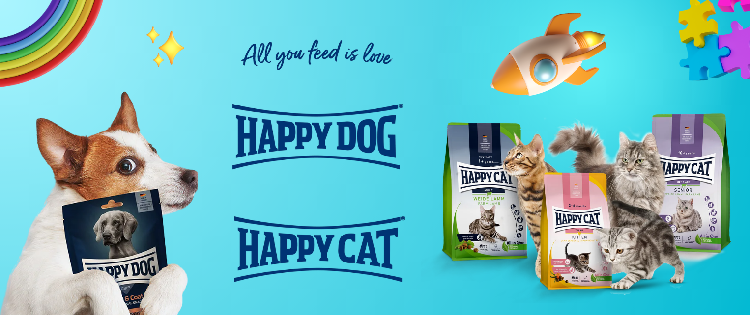 Happy dog happy cat